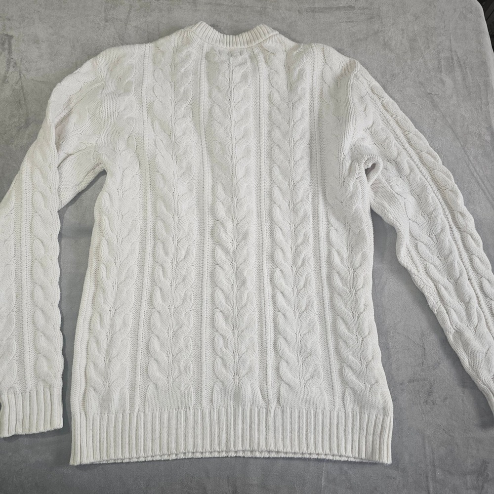 Goodfellow & Co Mens Cream White Cable Knit Crew Neck Pullover Sweater Size M - Picture 3 of 7